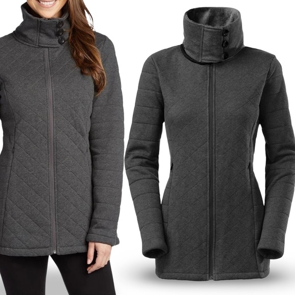 The ﻿Northface Quilted Oso Fleece Tunic Jacket Coat | Charcoal Gray | Size M - Picture 1 of 16